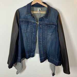 BCBGMaxAzria Denim Jacket with Leather Sleeves